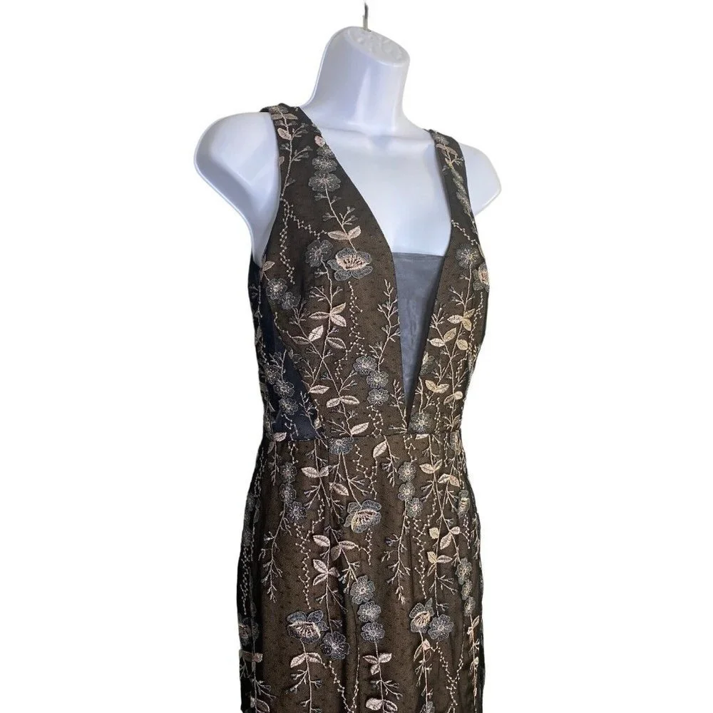 Dress The Population Selena Floral Embroidery‎ Sleeveless Body-Con Gown Sz Small